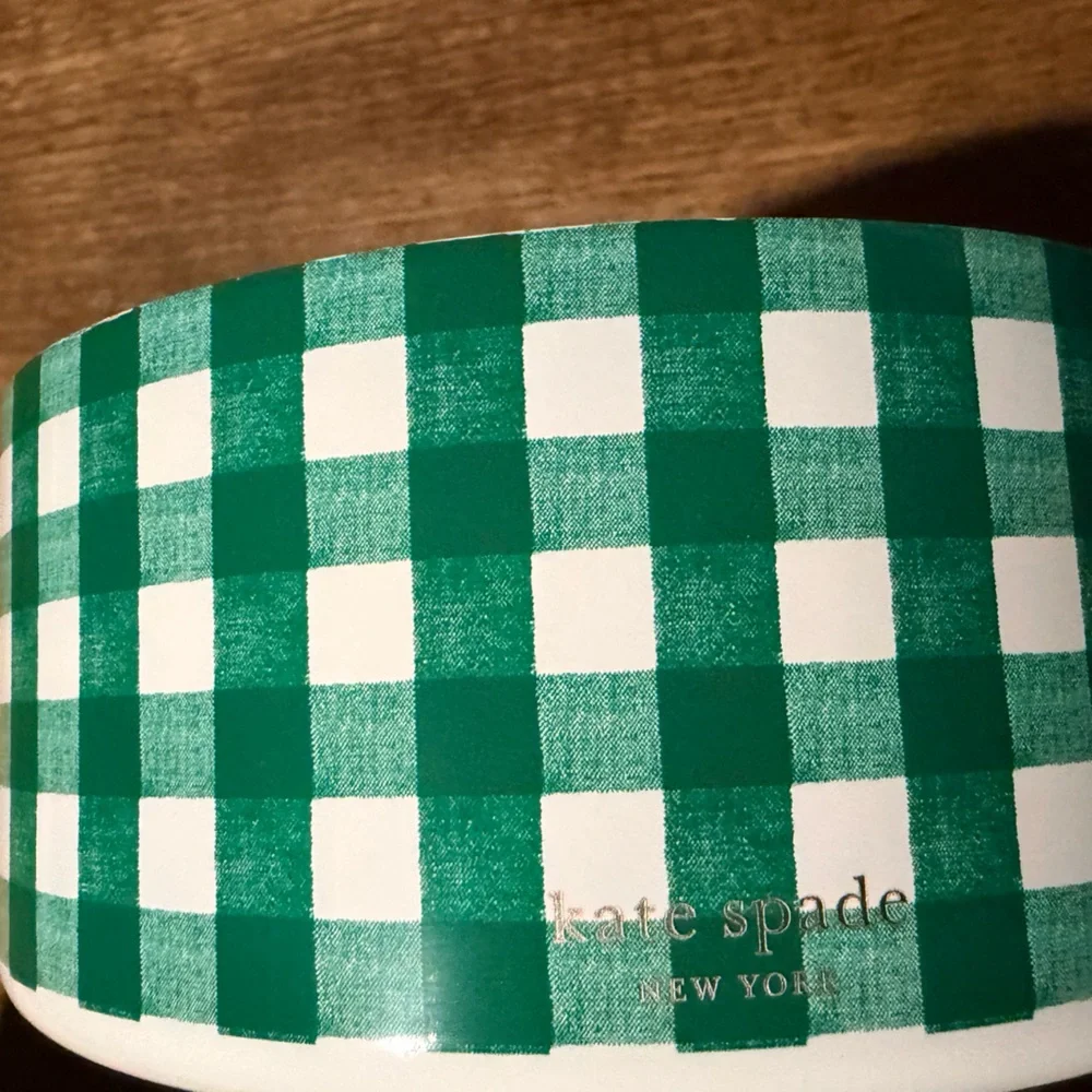 Kate Spade Green Plaid dog bowl